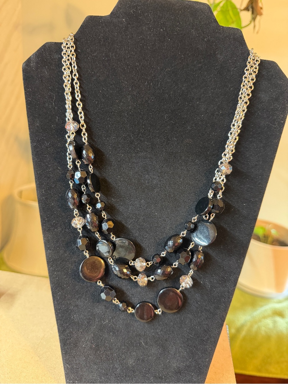Elegant Black Multi-Strand Beaded Necklace